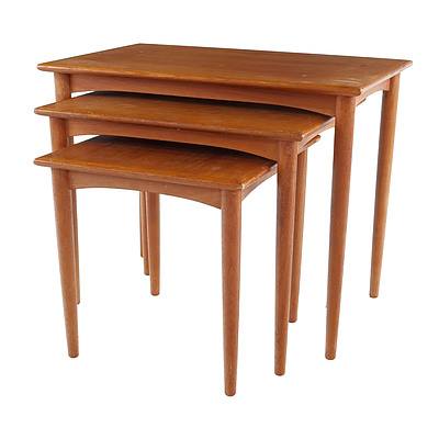 Set of Three Vintage 1960's Teak Nesting Tables