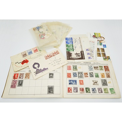 Large Group of Australian and International Stamps, Including 1956 Melbourne Olympics, Red 1d and Green 1/2d Kangaroo Stamps
