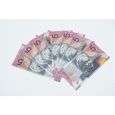 Seven 2001 Centenary of Federation $5 Notes, Varied Prefixes