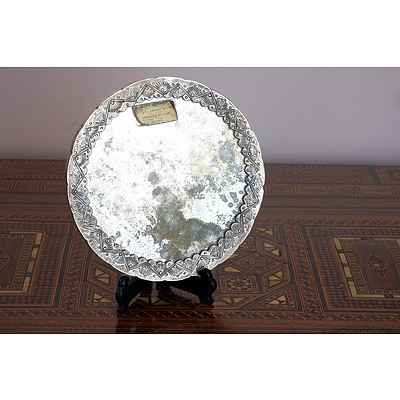 Persian 900 Silver Heavily Repousse Mirror and Pheasant Form Handle