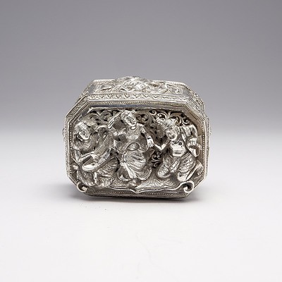 Burmese Heavily Repousse Silver Box, 215g