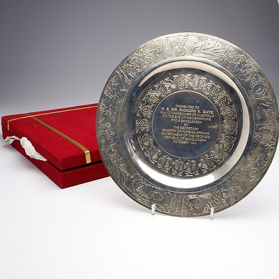 Silver Charger Presented to Richard Gate on his Departure from Bangladesh 1993