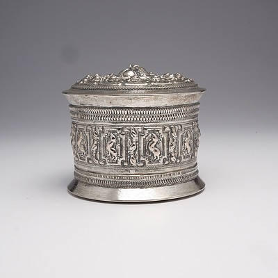 Burmese Heavily Repousse Silver Box, 420g