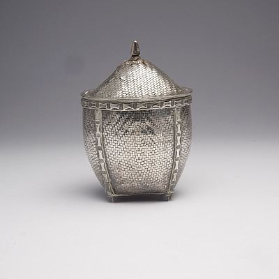 Burmese Woven Silver Basket and Lid, 207g