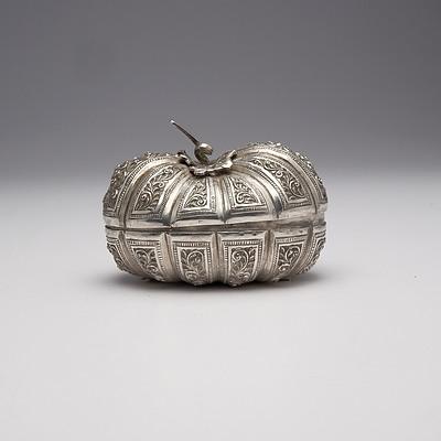 Burmese Repousse Silver Pumpkin Form Box, 140g
