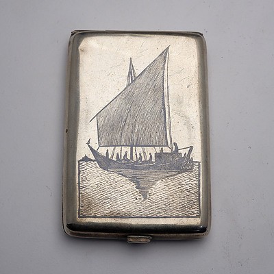 Iraqi Engraved Silver Cigarette Case