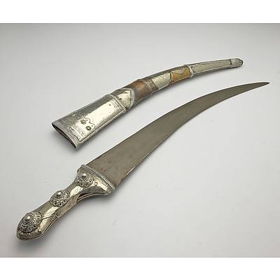 Middle Eastern Silver and Brass Cased Dagger