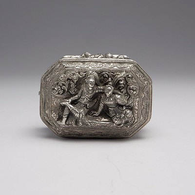 Burmese Heavily Repousse Silver Box, 169g