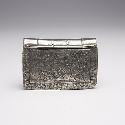 Burmese Engraved Silver Book Form Box, 113g