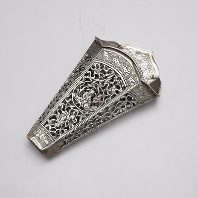 Chinese Silversmithed Pierced and Engraved Silver Vase, 36g