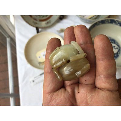 Chinese Carved Two Tone Mutton Fat and Light Brown Jade Intertwined Cats on Carved Hardwood Stand, Late Qing