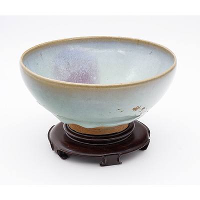 Chinese Junyao Chun Glaze Bowl with Purple Splash, Possibly Jin to Ming Dynasty
