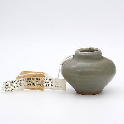 Small Chinese Celadon Jarlet, Song to Ming Dynasty