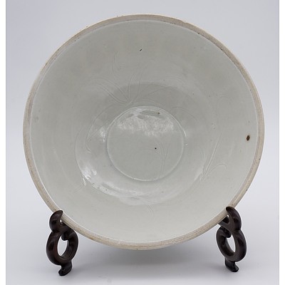 Chinese Qingbai Carved Lotus Bowl, Song Dynasty or Later