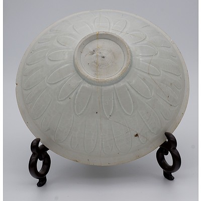 Chinese Qingbai Carved Lotus Bowl, Song Dynasty or Later