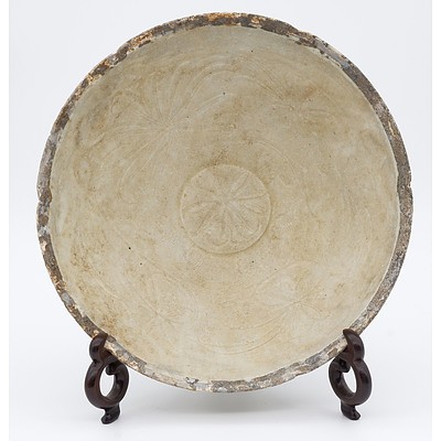 Chinese Dingyao Foliate Rim Bowl, Incised with Lotus, Song Dynasty 12th Century