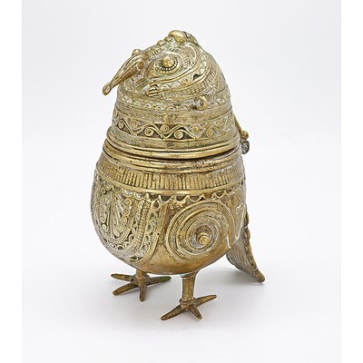 Indo Persian Cast Brass Bird Form Incense Burner