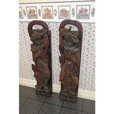 Burmese Carved Teak Posts