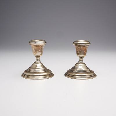Pair of Persian 900 Silver Candlesticks, 215g