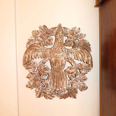 Antique European Gilt and Limed Bird Wall Plaque