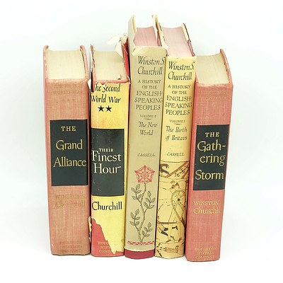 Five Volumes of Winston Churchill Including The Grand Alliance 1950, Their Finest Hour 1949 and More