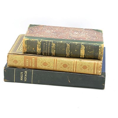 Three Antiquarian Books Including An Account of A Voyage of Discovery By Captain Basil Hall 1818, Walks About Jerusalem 2nd Edition, and Williams' Missionary Enterprises 1938