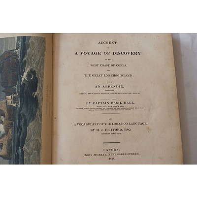 Three Antiquarian Books Including An Account of A Voyage of Discovery By Captain Basil Hall 1818, Walks About Jerusalem 2nd Edition, and Williams' Missionary Enterprises 1938