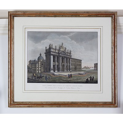Ladislao Rupp (1793-1854) Veduta Esterna Della Basilica Di San Giovanni Laterano in Roma, Aquatint