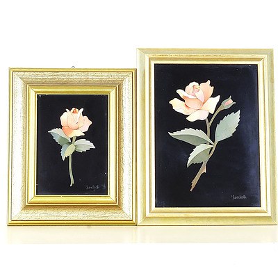 Two Signed Pietra Dura Floral Still Life Panels