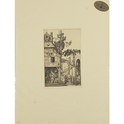 Three Contemporary Hand Pulled Copper Prints and Reproduction Engraving of Rembrandts Self Portrait