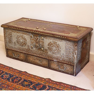LATE ADDITION, Fine Large 19th Century Brass Mounted Padouk 'Zanzibar' Chest