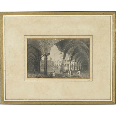 William Henry Bartlett (1809-1854) 19th Century Lithograph of Ancient Buildings in St Jean D'Acre (Acre), Israel