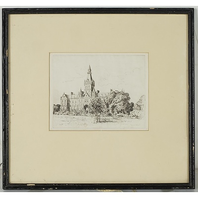 Victor Ernest Cobb (1876-1945) Ormond College, Etching