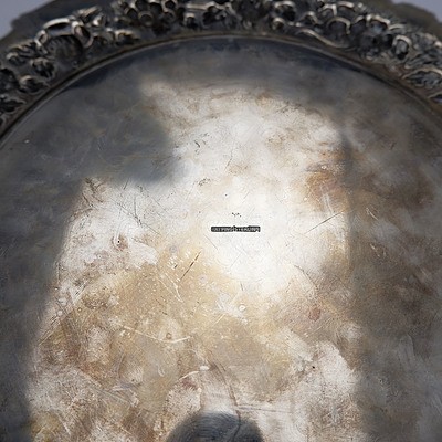 Chinese TaiPing Sterling Silver Tray with Heavy Repousse Border, 679g