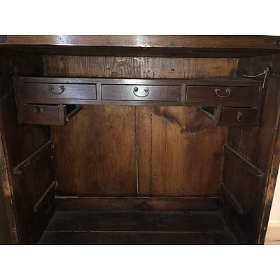 Antique Korean Metal Mounted Elm Tansu