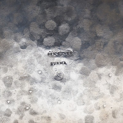 Burmese 950 Silver Heavily Repousse Box with Discrete Inscription From Deputy Prime Minister