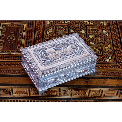 Burmese 950 Silver Heavily Repousse Box with Discrete Inscription From Deputy Prime Minister