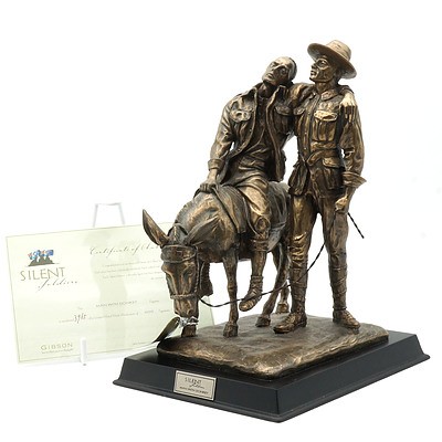 Limited Edition Gibson Cast Resin Silent Soldiers, Man with Donkey, 3965/5000