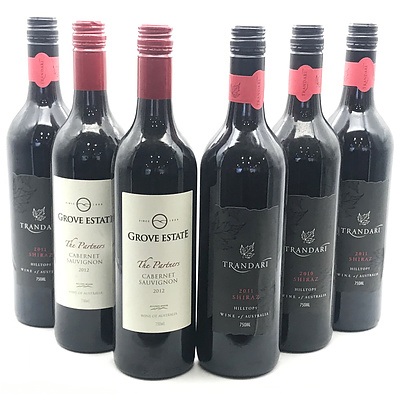 Case of 2x Grove Estate 2012 The Partners Cabernet Sauvignon & 4x Trandari 2011 Hilltops Shiraz