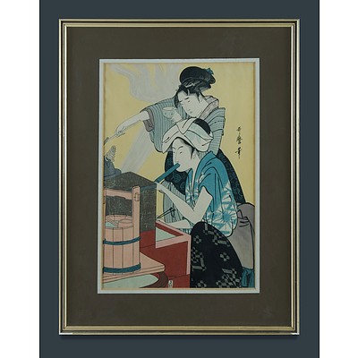 Kitagawa Utamaro (Japanese 1753-1806) Three Woodblocks, 20th Century Editions