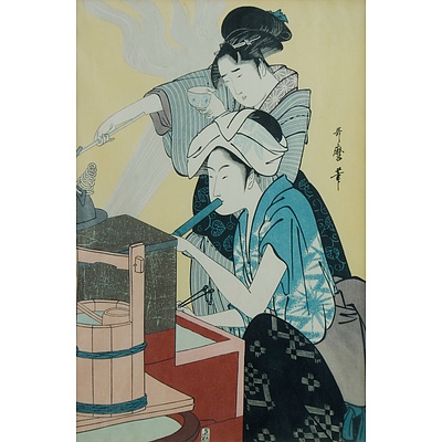 Kitagawa Utamaro (Japanese 1753-1806) Three Woodblocks, 20th Century Editions