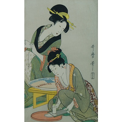 Kitagawa Utamaro (Japanese 1753-1806) Three Woodblocks, 20th Century Editions