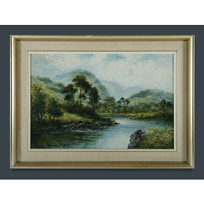 LANGLEY William (b.1929) Two Works, River Valley with Cattle & Seaside Landscape