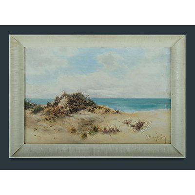 LANGLEY William (b.1929) Two Works, River Valley with Cattle & Seaside Landscape