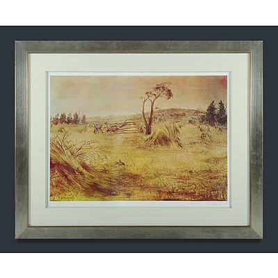 BOYD Arthur Merric Bloomfield (1920-1999) Two Works, 'Cornfield Berwick ' 87/100 & 'Wimmera Landscape (The Reaper)' 54/100
