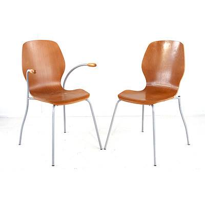 Set of Eight Vintage Moulded Plywood Dining Chairs