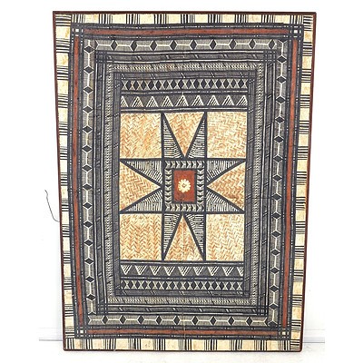 Framed Polynesian Tapa Cloth