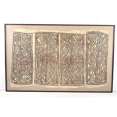 Framed Polynesian Tapa Cloth