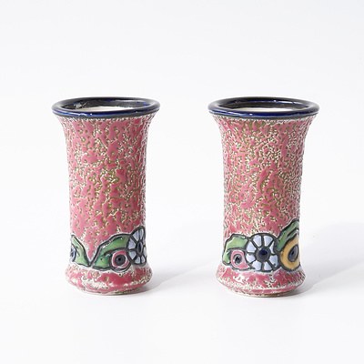 Pair of Czech Amphora Bud Vases