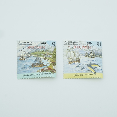 Two 1987 Specimen Australian Bicentennial $1 Stamps